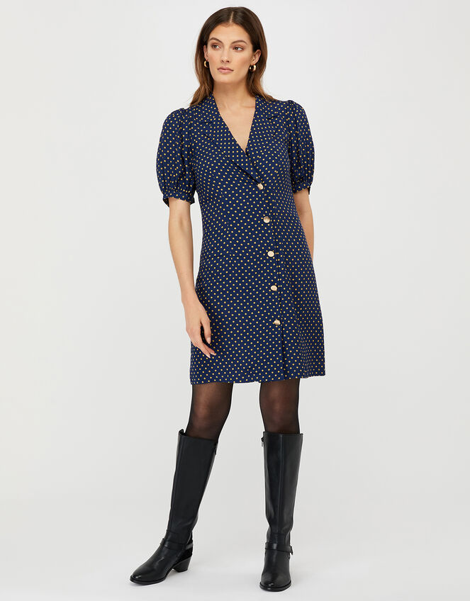 Livvy Spot Print Dress, Blue (NAVY), large