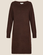Cosy Cable Crew Neck Knit Dress, Brown (CHOCOLATE), large