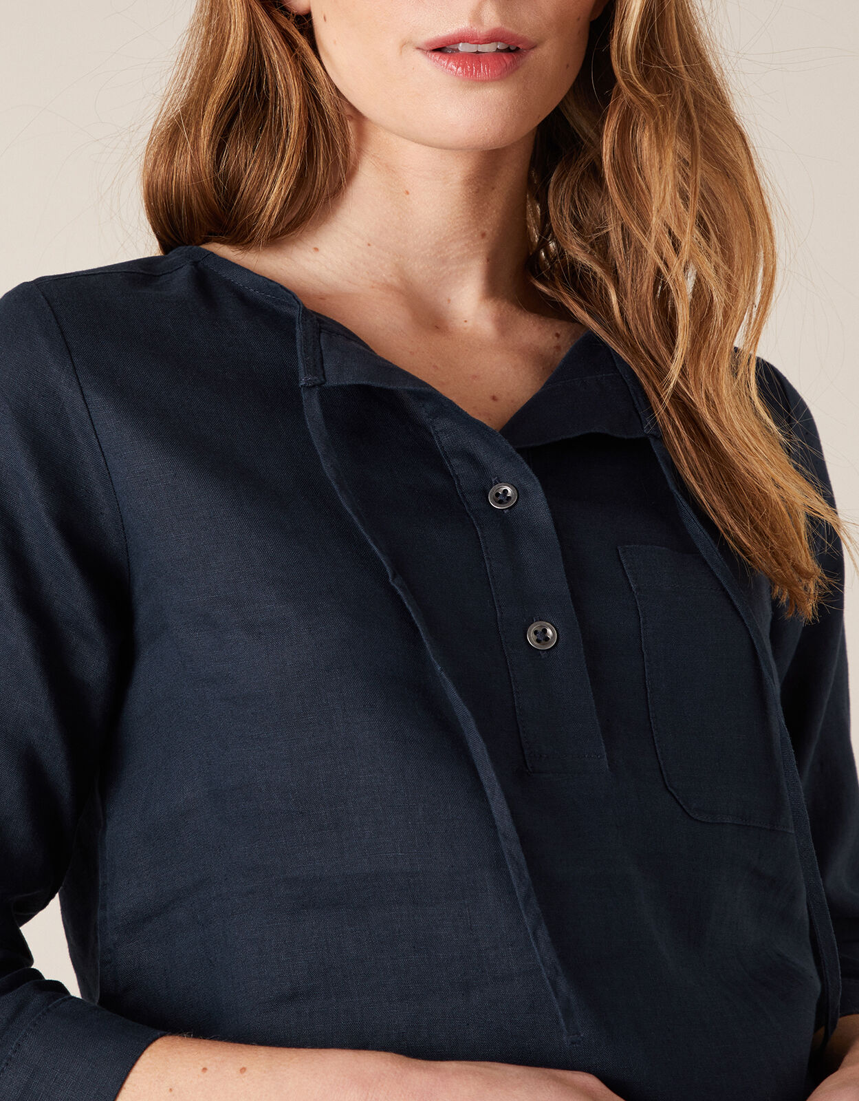 Millie Shirt in Pure Linen Blue | Tops 