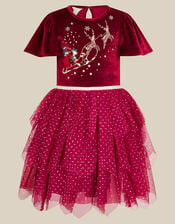 Christmas Reindeer Disco Dress, Red (BURGUNDY), large