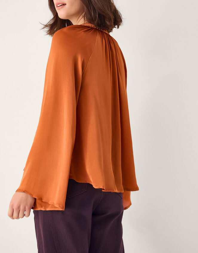 Arlette Frill V-Neck Blouse, Copper (COPPER), large