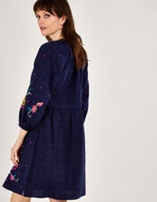Pineapple Embroidered Dress, Blue (NAVY), large