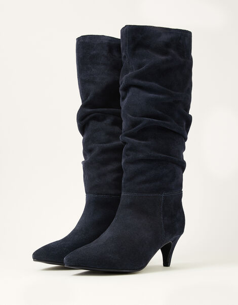 Nellie Knee Slouch Suede Boots Blue, Blue (NAVY), large