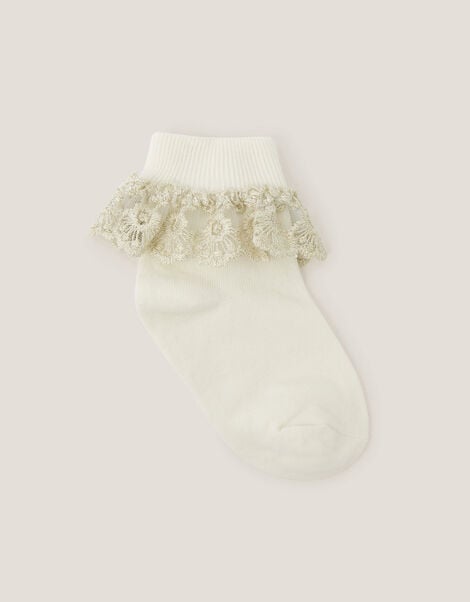 Sparkle Lace Socks, Ivory (IVORY), large