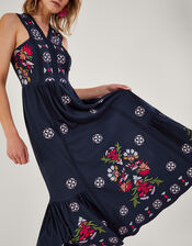 Embroidered Jersey Sundress, Blue (NAVY), large