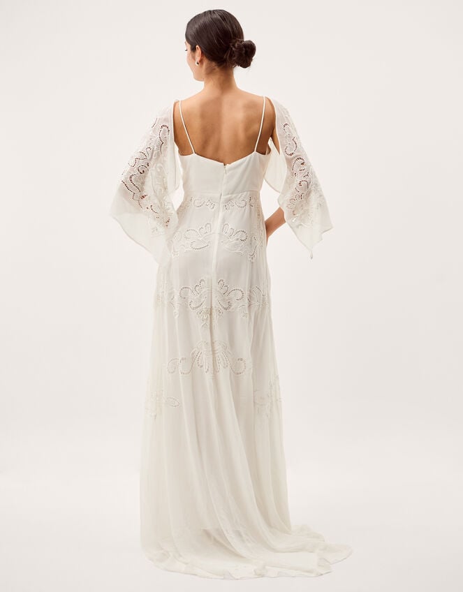 Cali Embellished Cape Sleeve Wedding Dress, Ivory (IVORY), large