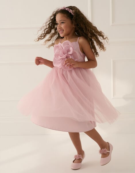 Annabelle Flower Bodice Tulle Dress, Pink (PINK), large