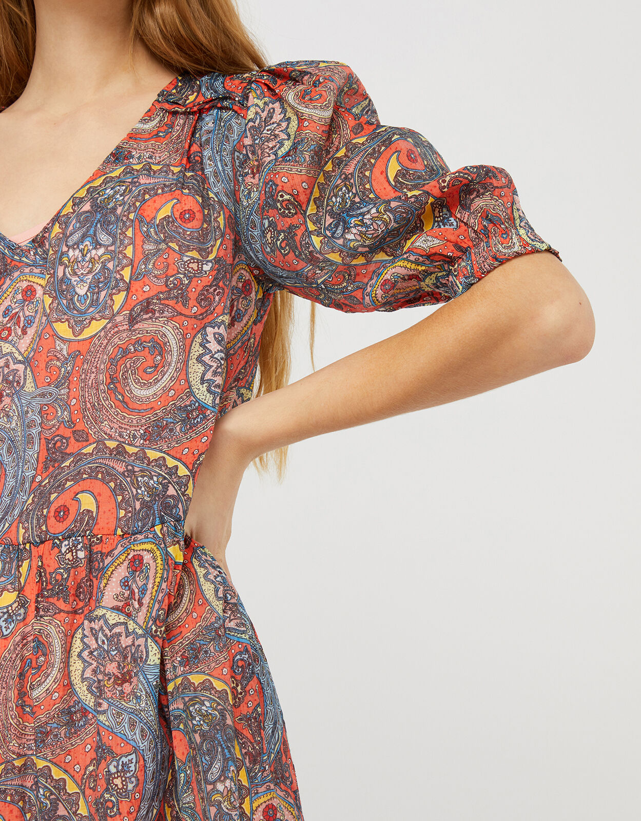 orange paisley dress