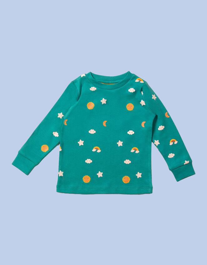 Little Green Radicals Sky Print Pyjamas Set, Blue (TURQUOISE), large