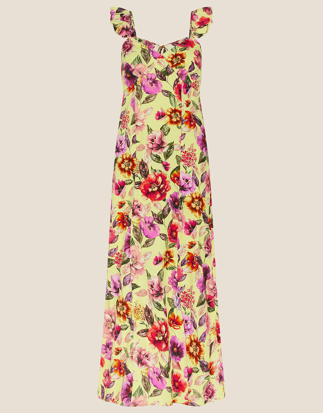 Bethany Floral Midi Dress in Sustainable Cotton, Yellow (YELLOW), large