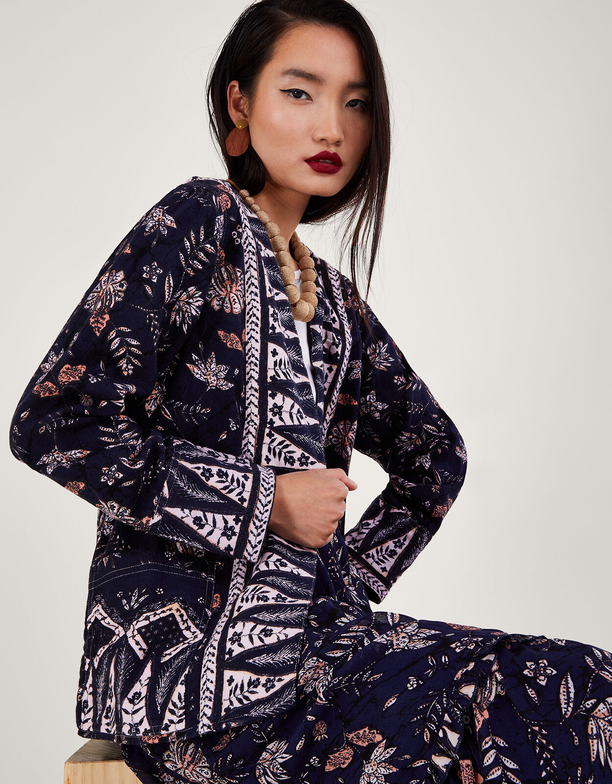 Edge to Edge Print Jacket Blue