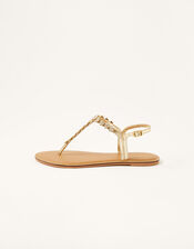 Embellished Toe-Post Sandals, Gold (GOLD), large