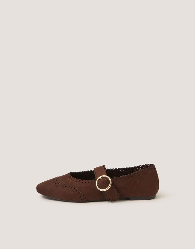 Hana Faux Suede Mary Jane Ballet Flats, Brown (CHOCOLATE), large