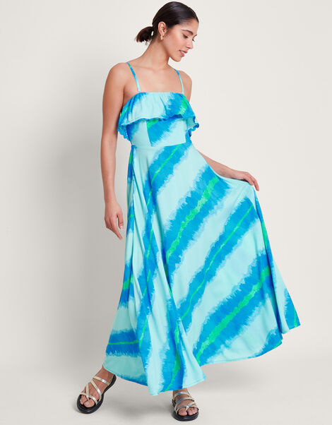 Zifia Stripe Ruffle Dress, Blue (BLUE), large