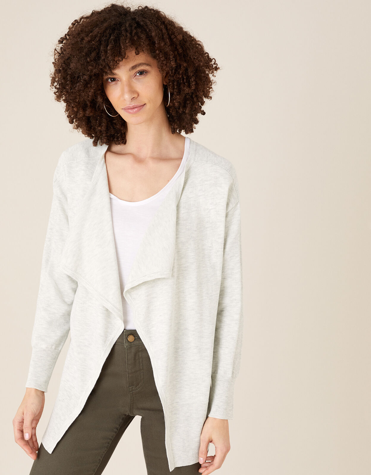 Zip Side Waterfall Cardigan Grey Cardigans Monsoon US