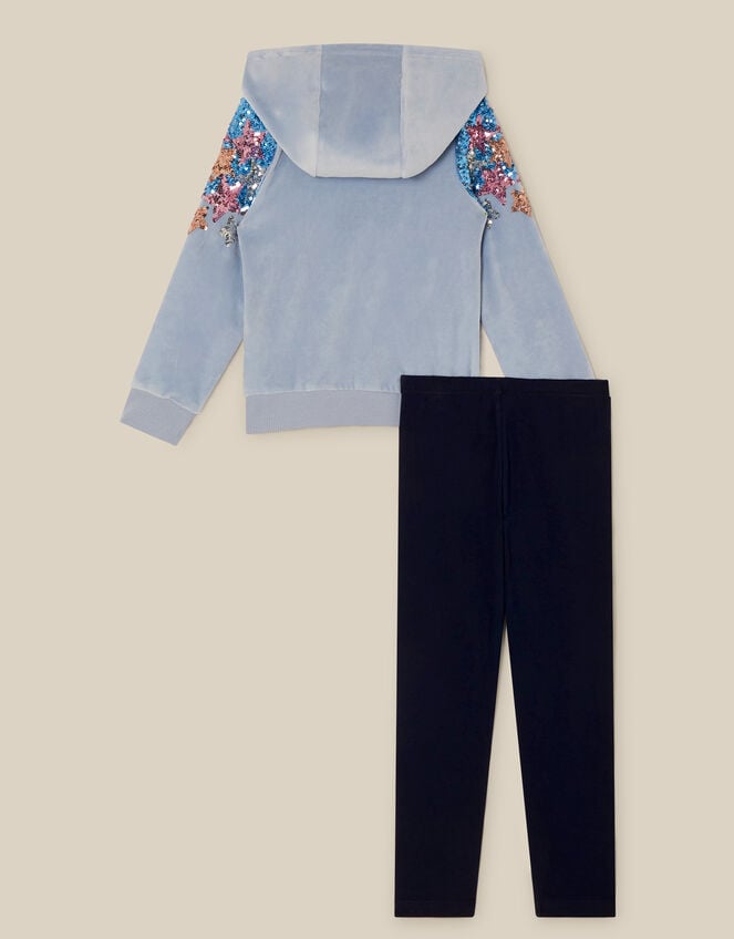 Star Sequin Hoodie & Leggings Set, Blue (BLUE), large