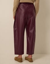 Tara Faux Leather Barrel Trousers, Red (BURGUNDY), large