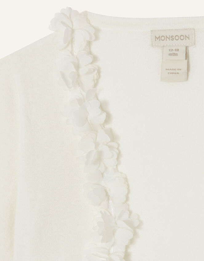 Flora 3D Flower Cardigan, Ivory (IVORY), large
