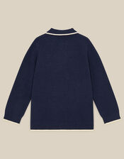 Quarter Zip Collar Jumper, Blue (NAVY), large