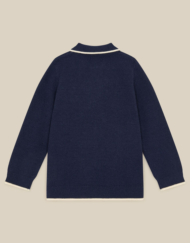 Quarter Zip Collar Jumper, Blue (NAVY), large