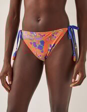 Kaia Floral Tie-Side Bikini Bottoms, Orange (ORANGE), large