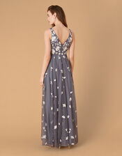 Clemence Embroidered Maxi Dress, Grey (GREY), large