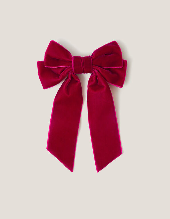 Velvet Ribbon Bow Hair Clip, , large