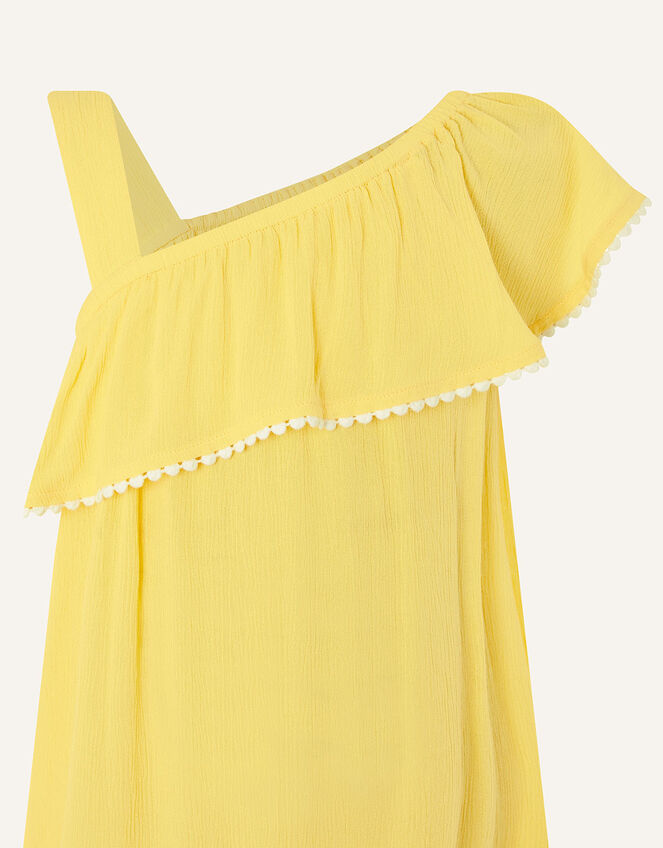 One-Shoulder Frill Dress in LENZING™ ECOVERO™, Yellow (YELLOW), large