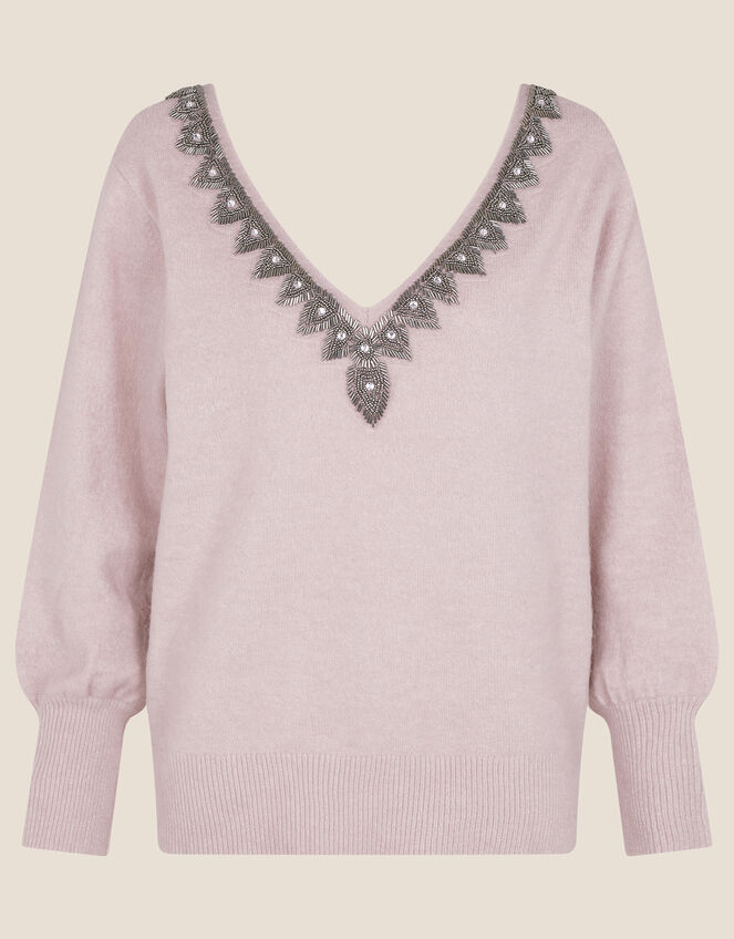 Embellished Back Detail Jumper , Pink (PINK), large