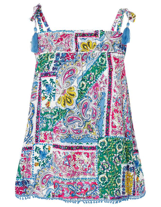 Scarf Print Cami Top in LENZING™ ECOVERO™, Blue (BLUE), large