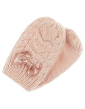 Baby Poppy Shimmer Bow Mittens, Pink (PINK), large
