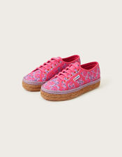 Superga Floral Print Espadrille Trainers, Pink (PINK), large