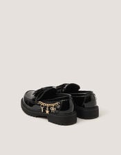 Charm Patent Loafer School Shoes, Black (BLACK), large