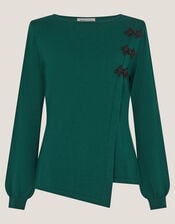 Sofia Asymmetrical Button Jumper, Teal (TEAL), large