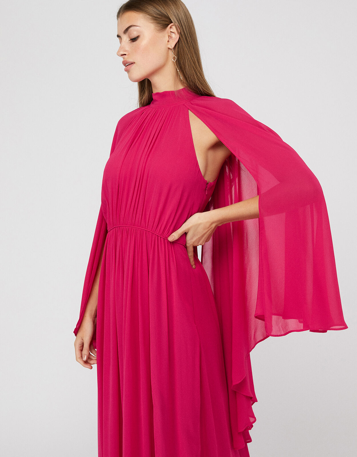 Kate Cape Maxi Dress Pink Evening Dresses Monsoon Global