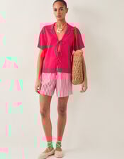 Liv High-Waisted Stripe Shorts, Red (RED), large