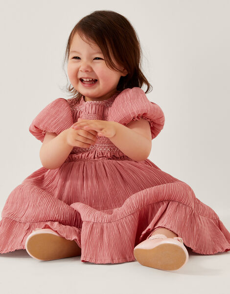 Baby Smocked Puff Sleeve Dress, Pink (PINK), large