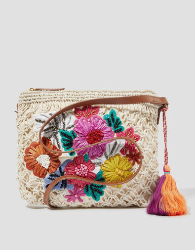 Zoe Embroidered Crochet Cross Body Bag, , large