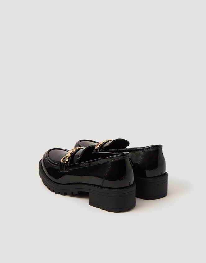 Heart Patent Loafer School Shoes, Black (BLACK), large