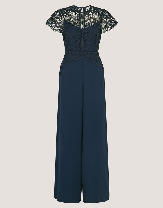 Monica Lace Wide Leg Jumpsuit, Blue (NAVY), large