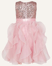 Cancan Sequin Ruffle Dress, Pink (PINK), large