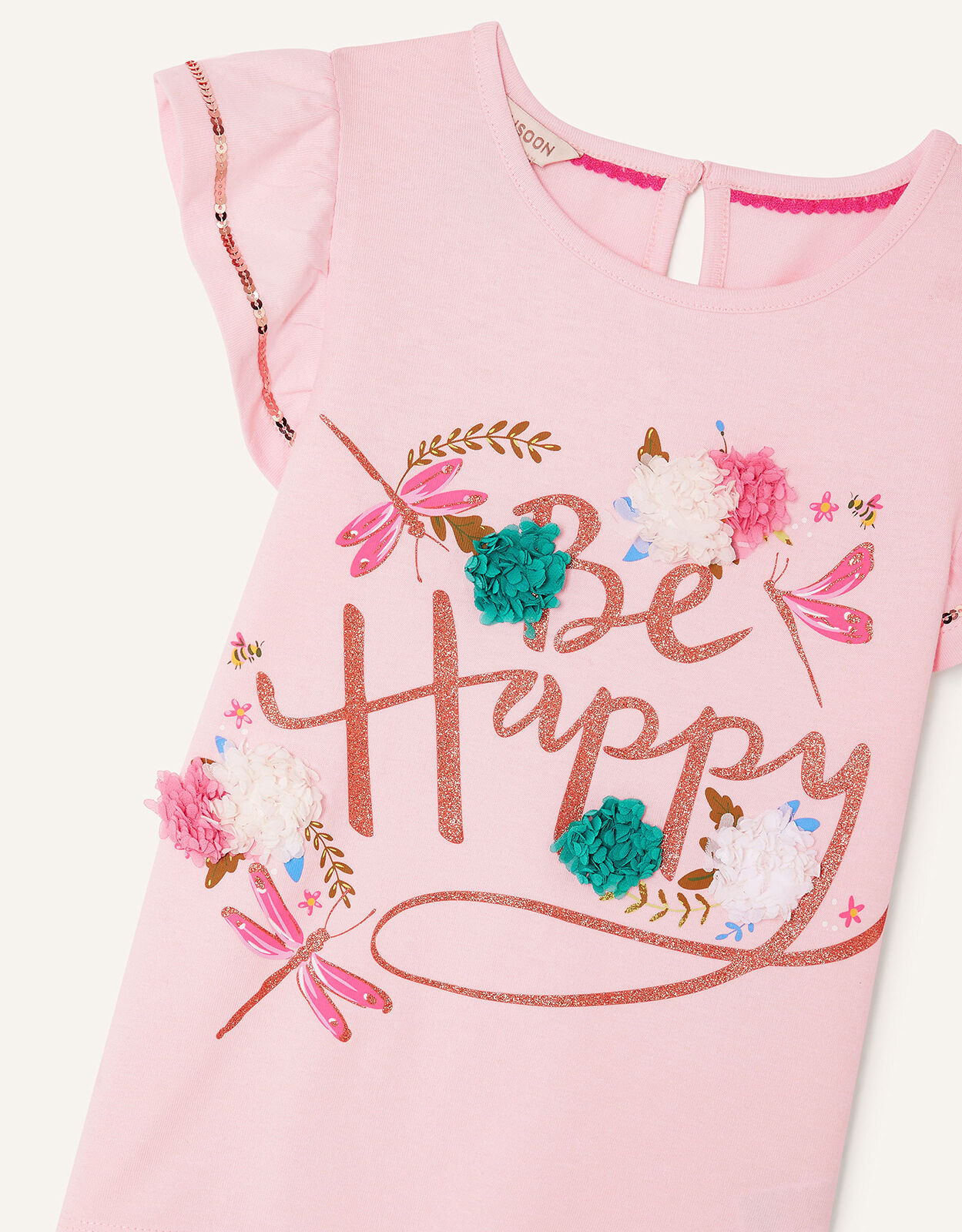 Be Happy Short Sleeve T-Shirt Pink
