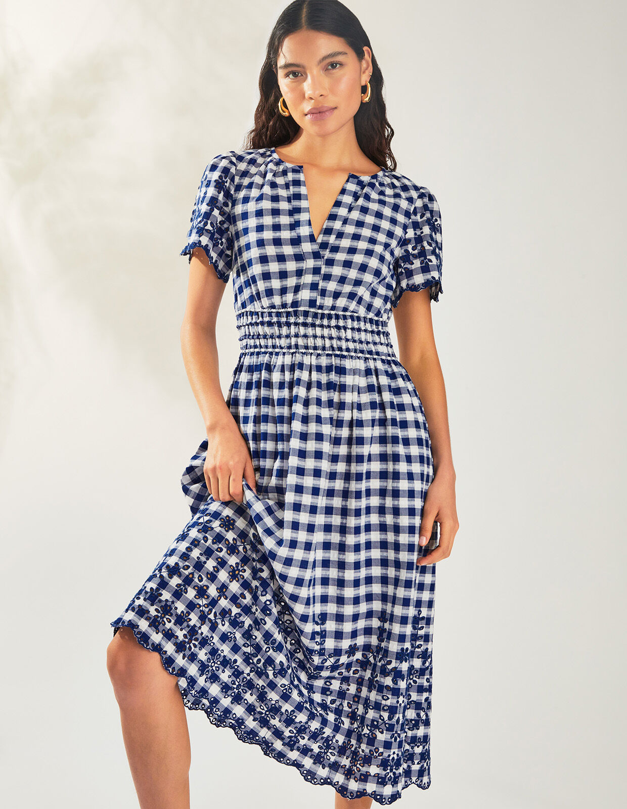 Nyla Gingham Dress Blue Day Dresses Monsoon Global