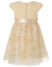 Baby Franceska Jacquard Glitter Dress, Gold (GOLD), large