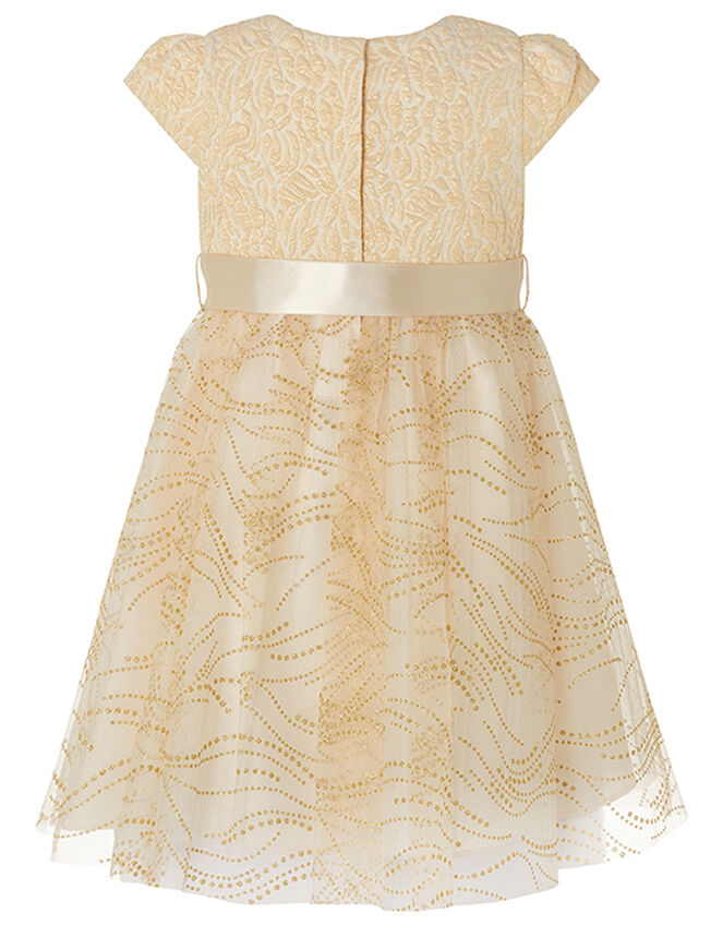 Baby Franceska Jacquard Glitter Dress, Gold (GOLD), large