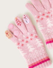 Ruby Reindeer Christmas Gloves, Pink (PINK), large