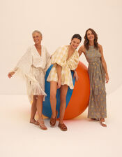 Sundress Marguerite Printed Maxi Dress, Black (BLACK), large