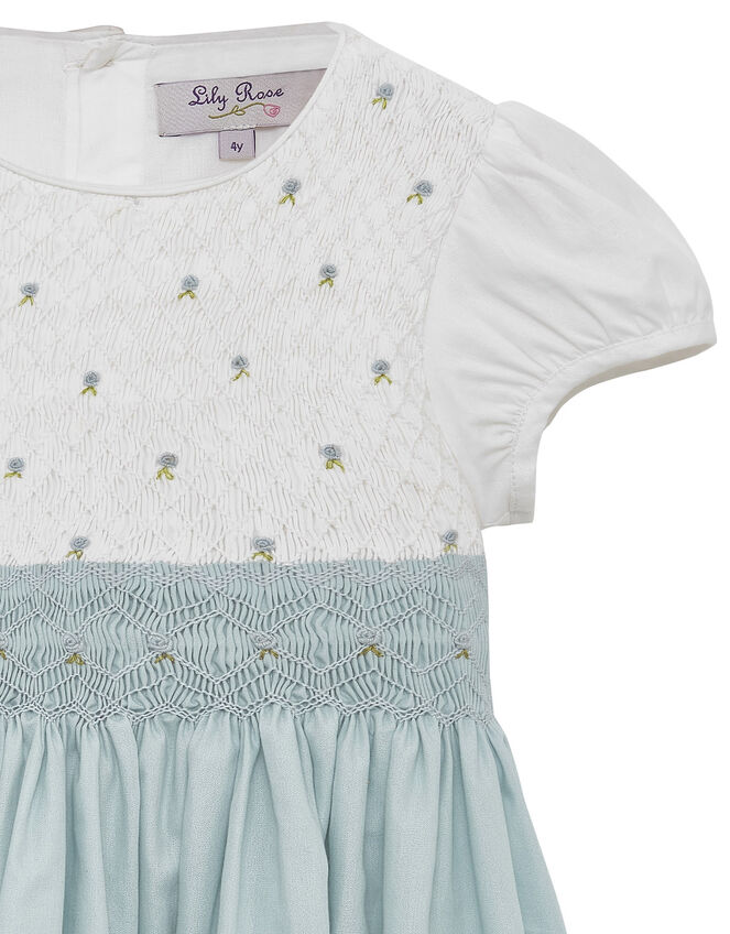 Trotters Rose Hand Smocked Dress, Blue (BLUE), large