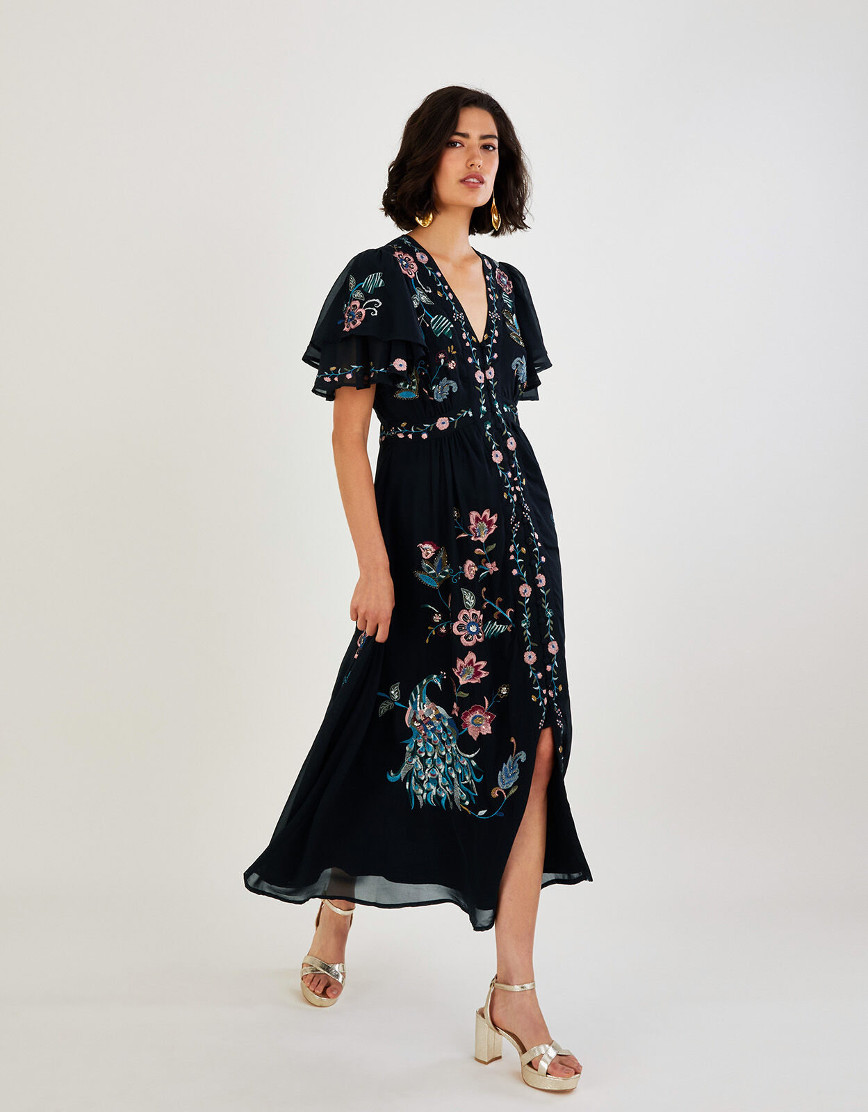 Triss Embroidered Peacock Dress in 