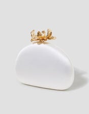 Sara Satin Flower Clip Clutch Bag, , large